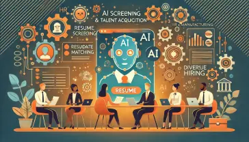 DALL E 2025 01 10 05 19 13 A warm inviting and professional illustration representing AI in recruitment and talent acquisition tailored for an HR and manufacturing audience