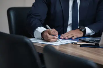 Lawyer reviewing legal doc