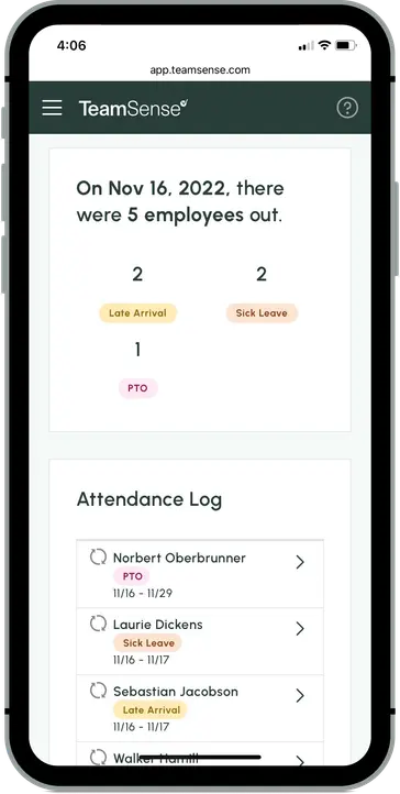 Team Leader Attendance Mobile w Frame Sept 2023
